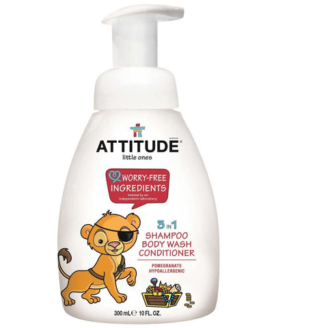 Attitude-Kids 3-in-1 Shampoo/Body Wash/Conditioner -  Pomegrenate